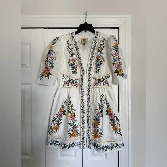 FARM Rio Off-White Sweet Bloom Dreamscape Organic Cotton Mini Dress - Picture 5 of 9